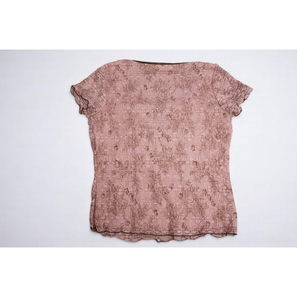 Dressbarn Pink Lace Peasant Top & Brown Midi Skirt Set XL Romantic Y2K Boho - Picture 13 of 14